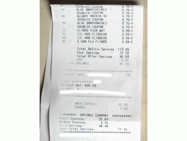 Stop and Shop Receipt